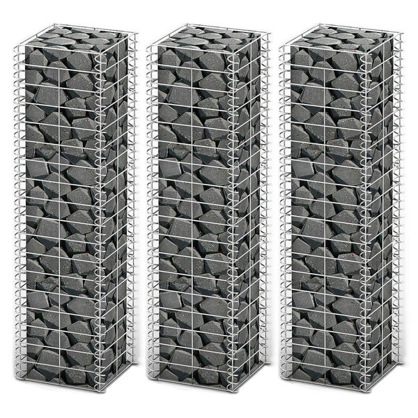 Gabion Set 3 Pcs Galvanised Wire 25 X 150 Cm Carousel 1