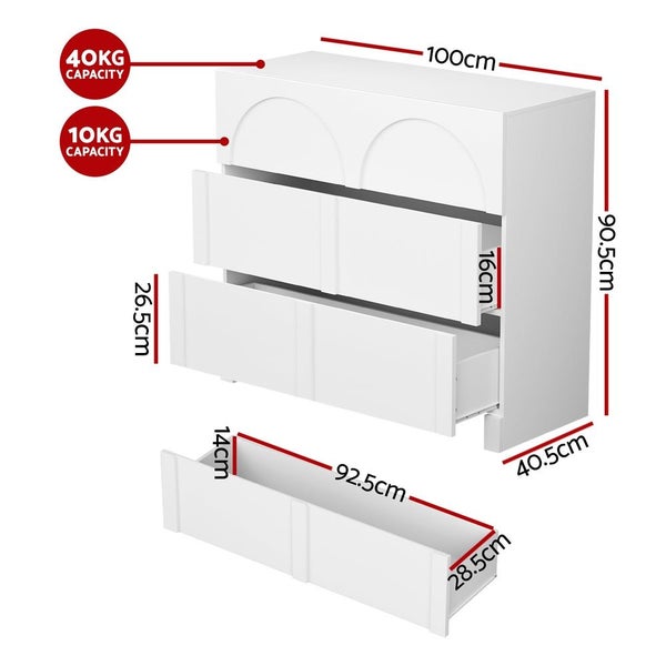 Artiss 3 Chest Of Drawers Lowboy Dresser Cabinet White Carousel 2
