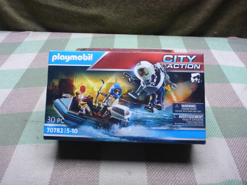 Unopened Playmobil 70782 City Action Police Jet Pack With Boat Playmobil Toy Set Carousel 1