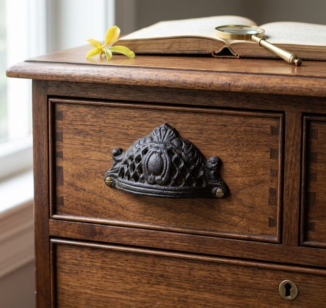 Cast Iron Cabinet Door Semicircular Hollow Handle Wardrobe Retro Carousel 2