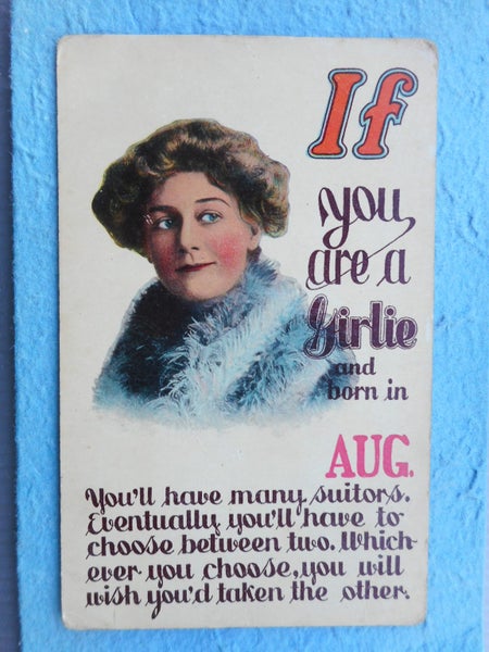 Comic August Female Birthday Postcard Carousel 1