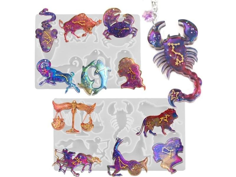 12 Constellation Animals Resin Pendant Silicone Mold For DIY Carousel 1