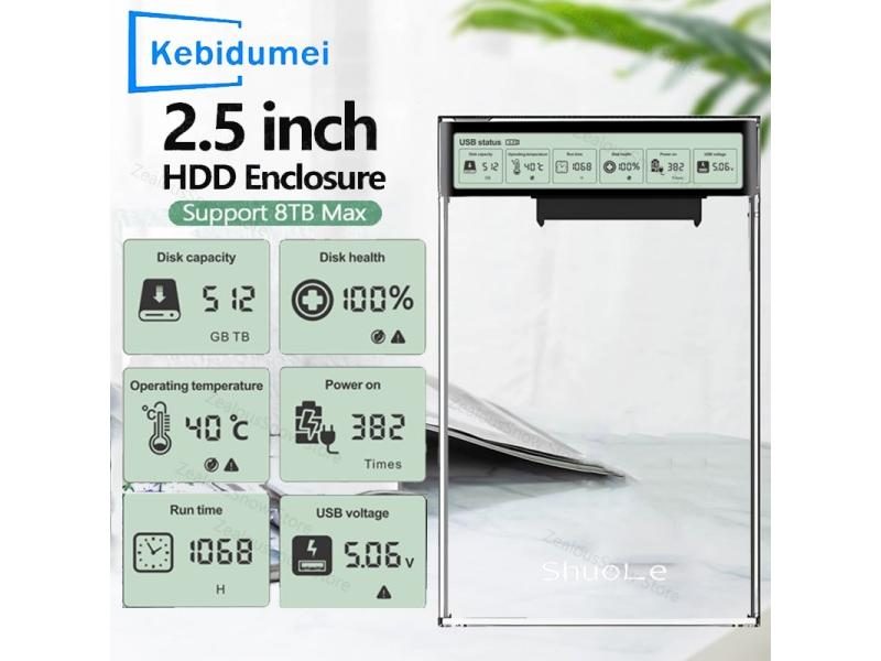 Clear 2.5'' HDD SSD Case USB3.2 Gen2 5Gbps Portable For Laptop Carousel 2