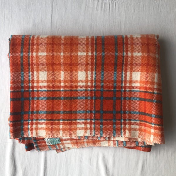 Vintage Pure NZ Virgin Wool Retro Checked Blanket Carousel 17