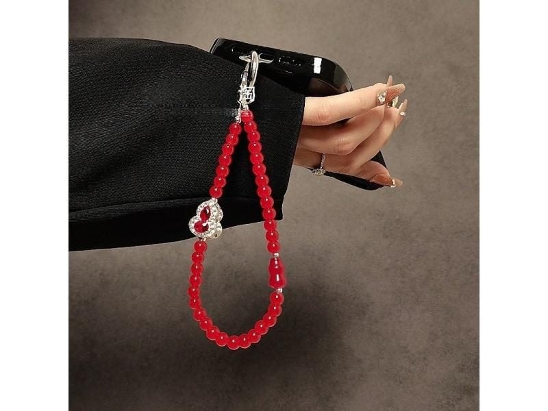 Rhinestone Gourd Mobile Phone Chain Chinese Style Wrist Lanyard Carousel 2