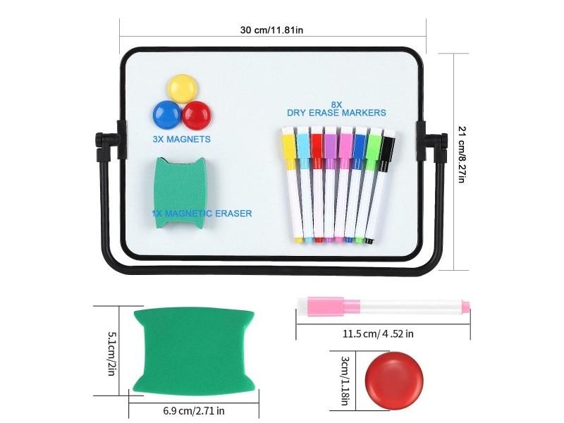 A4 Double-Sided Magnetic Dry Erase Board With Accessories Carousel 2