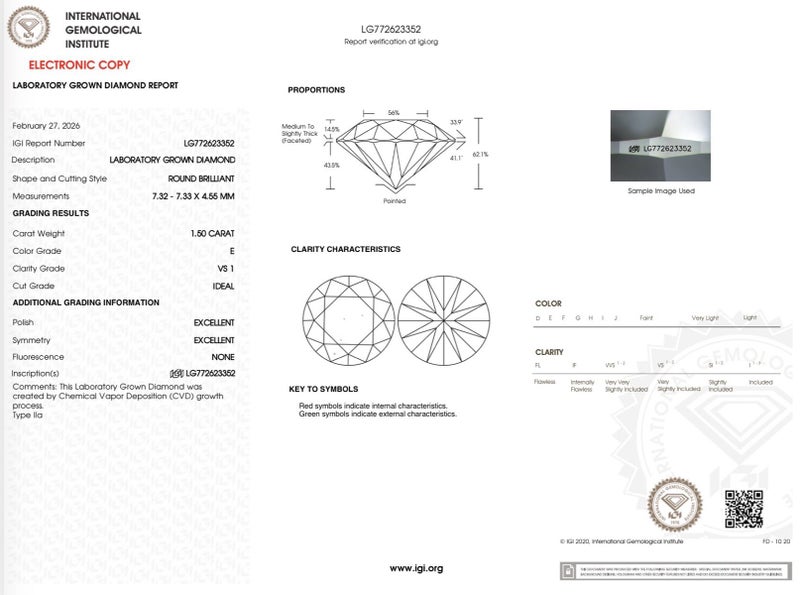 1.50ct Round Brilliant Diamond (Lab Grown) E Colour VS1 Clarity Carousel 8