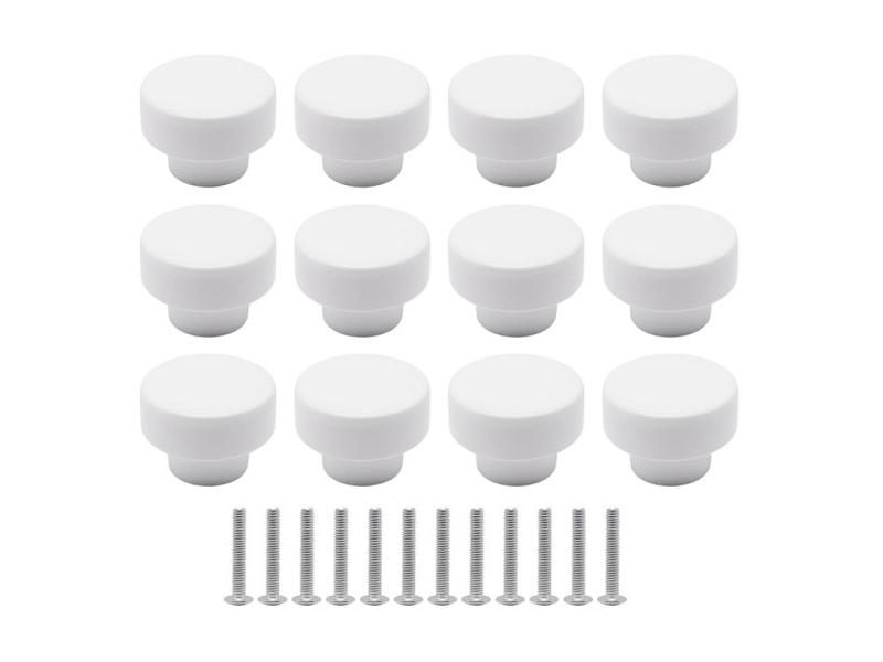 White Round Wood Drawer Knobs For Furniture Wardrobe Dresser Carousel 2