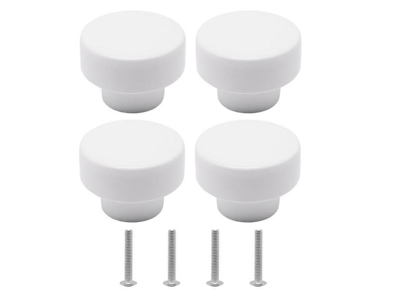 White Round Wood Drawer Knobs For Furniture Wardrobe Dresser Carousel 1