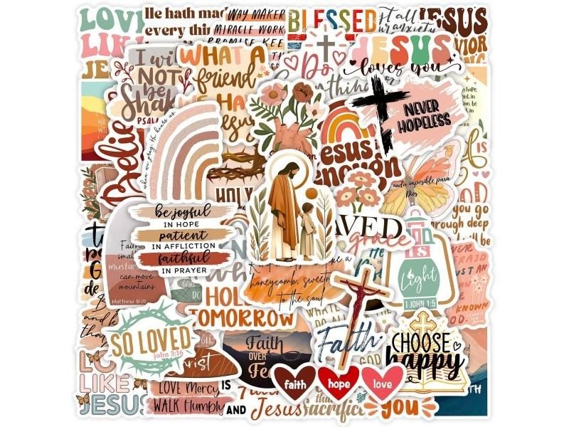 50Pcs Jesus Phrase DIY Stickers For Skateboard Luggage Carousel 1