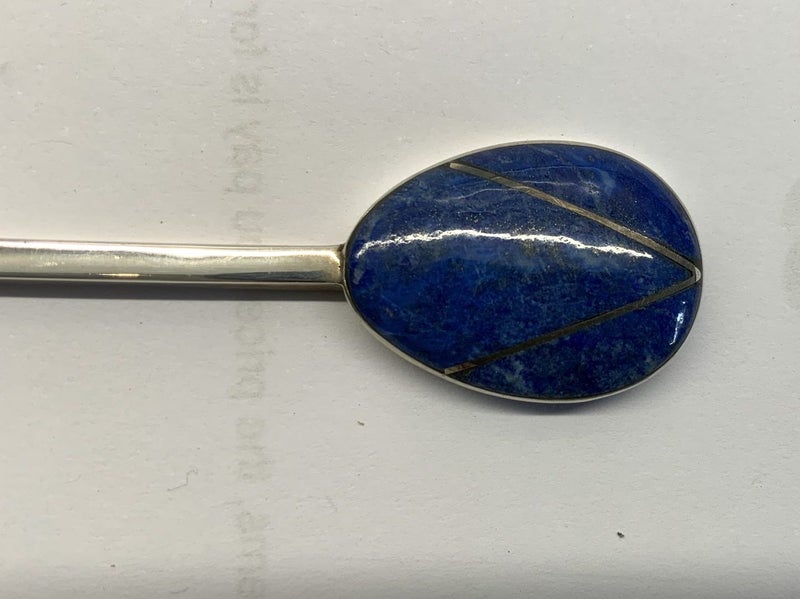 DATED 1991 - STERLING SILVER SPOON = with LAPIS LAZULI - UNUSAL PIECE