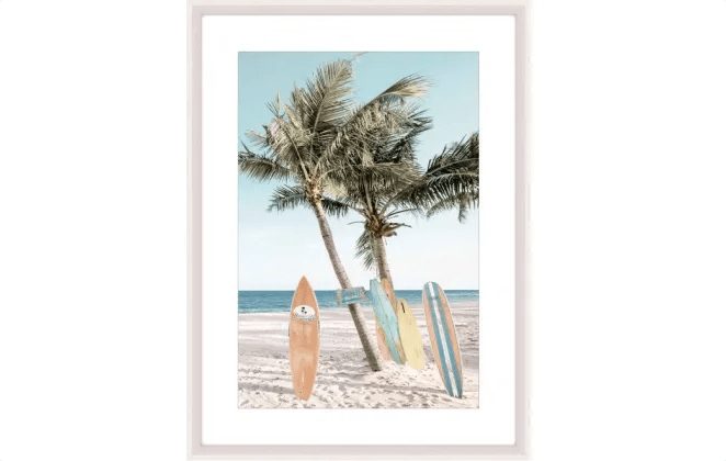 Miami B Glass Framed Art - White Carousel 1