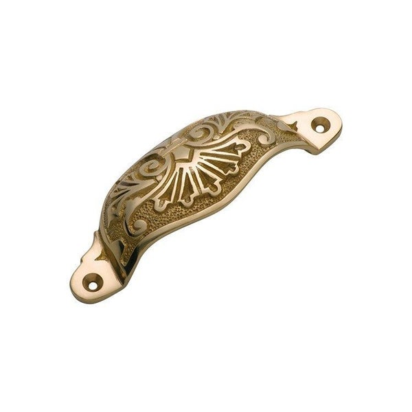 Tradco Ornate Cupped Drawer Pull - Available in Various Finishes Carousel 2