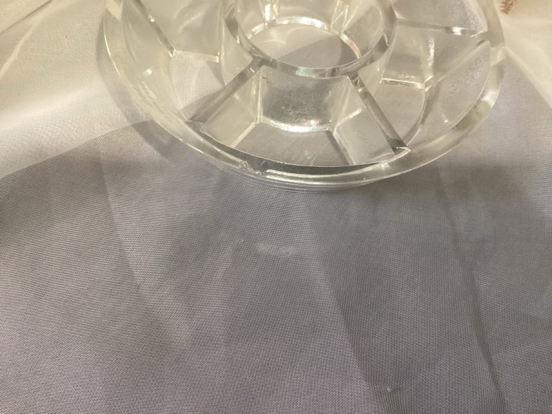 Antique large colourless lead glass footed centre piece with glass frog Carousel 8