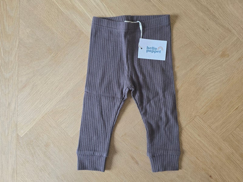 Hello Poppet Ribbed Leggings 6-12m Charcoal Carousel 1