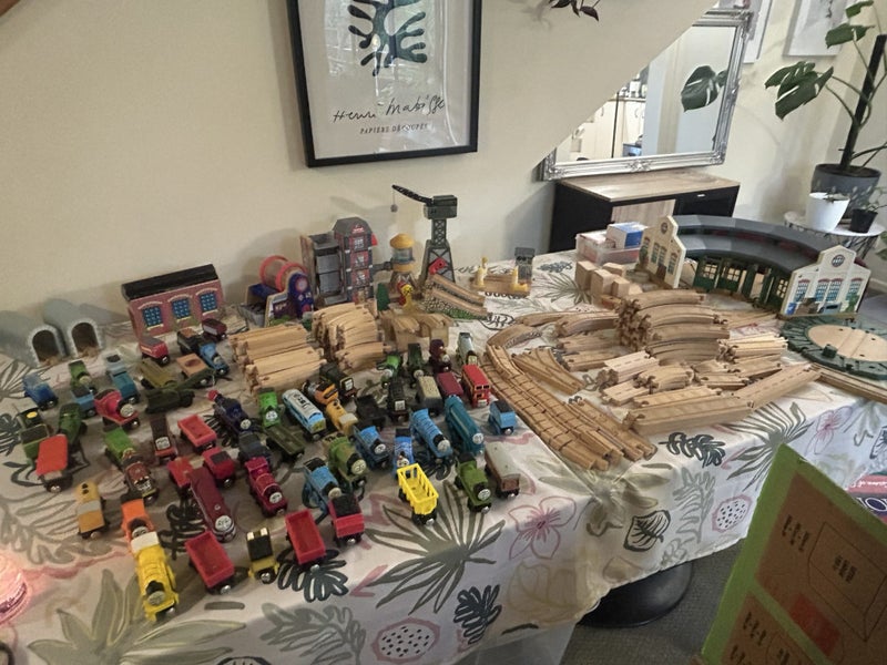 Massive lot of Wooden Thomas the Tank engine trains and track. Carousel 1