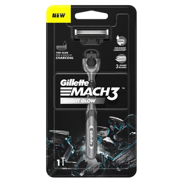 Gillette - Mach3 Charcoal Bright Glow Shaving Razor with New Enhanced Lubrastrip Carousel 1