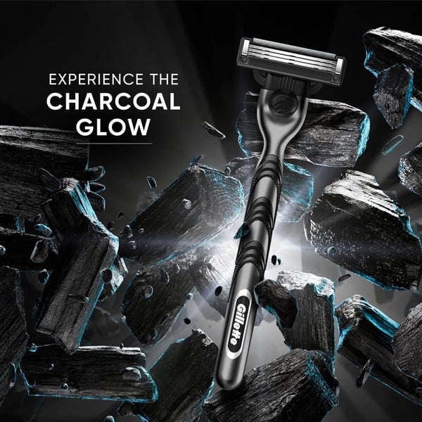 Gillette - Mach3 Charcoal Bright Glow Shaving Razor with New Enhanced Lubrastrip Carousel 5