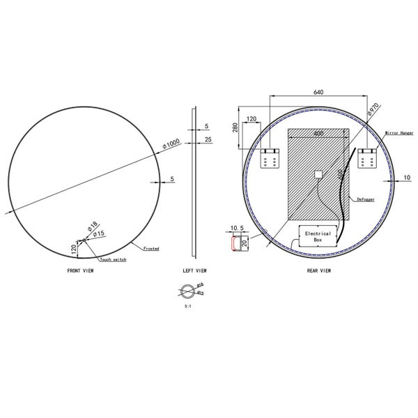 Vogue Frameless LED Mirror Round - 1000mm Carousel 2