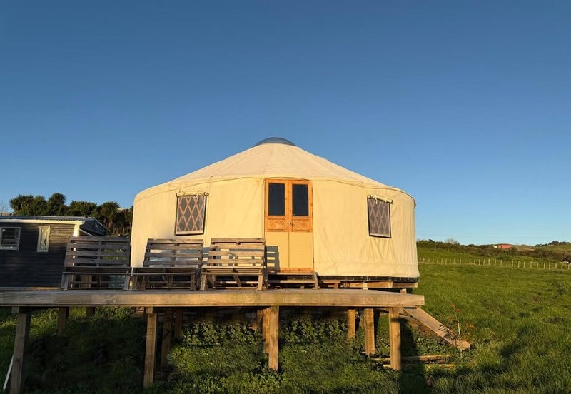 9m Yurt with Custom Circular Floor, fireplace & Front Deck – Ready to Relocate Carousel 1