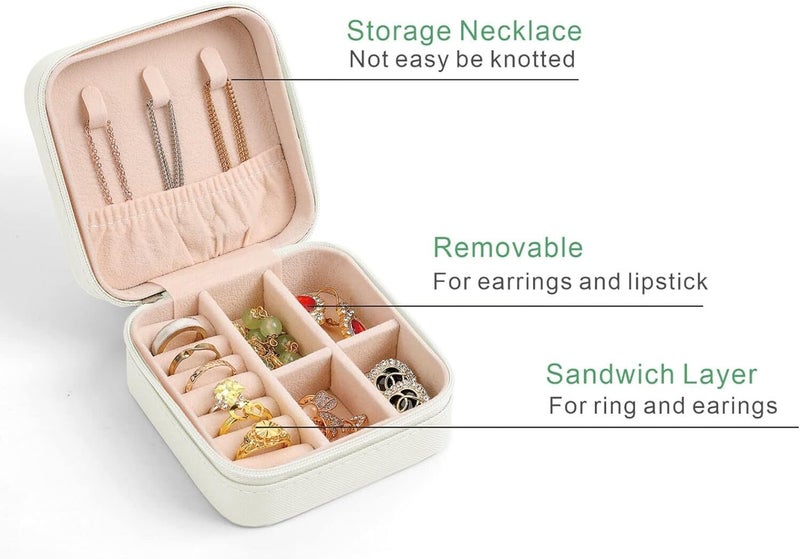 Small Faux Leather Travel Jewelry Box Organizer Display Storage Case for Ring Carousel 2