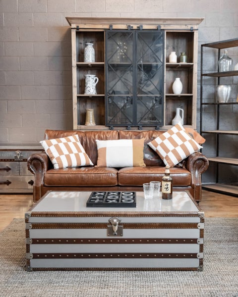 Urbano Interiors - Stainless Steel & Leather Storage Trunk- Coffee Table