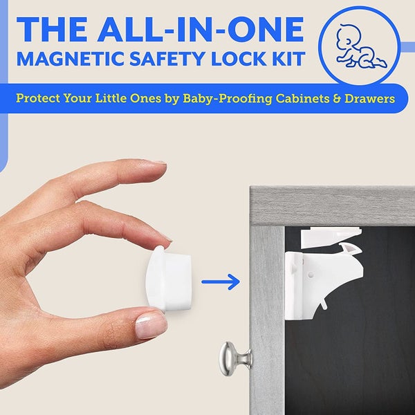 Cabinet Locks for Babies - 20-Pack Magnetic Baby Proof Safety Latches?, 3 Key Carousel 2