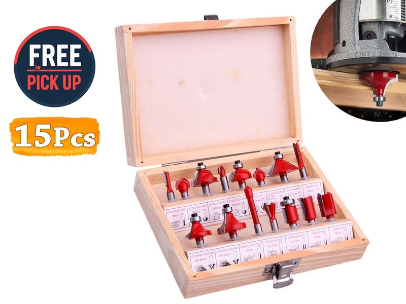 ROUTER BIT SET 1/4" SHANK 15PCS Carousel 1