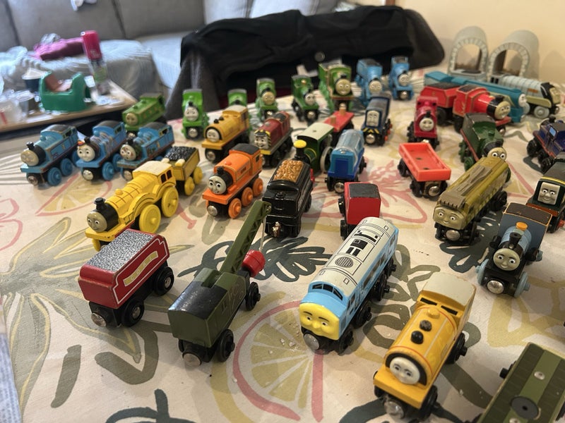 Massive lot of Wooden Thomas the Tank engine trains and track. Carousel 4