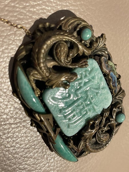 Rare Max Neiger Art Deco Chinese Revival Brooch c.1920 Carousel 2