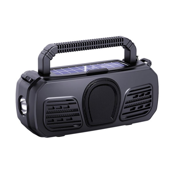Outdoor Wireless Bluetooth Speaker Dual Solar, Portable with Flashlight Light Carousel 1