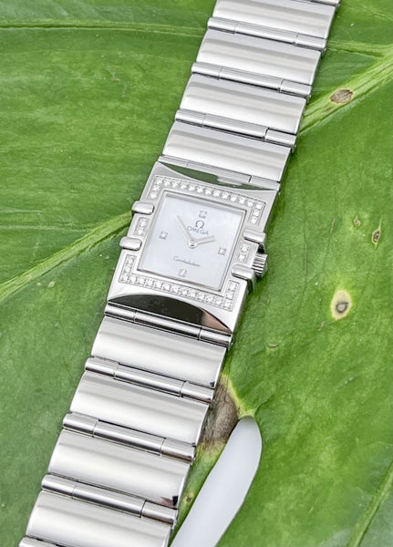 Omega Constellation Quadra Diamond Steel Ladies Bracelet Watch Ref 1528.76 B&P Carousel 1
