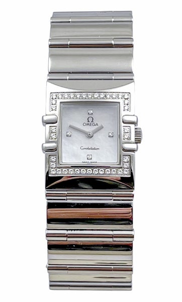 Omega Constellation Quadra Diamond Steel Ladies Bracelet Watch Ref 1528.76 B&P Carousel 2