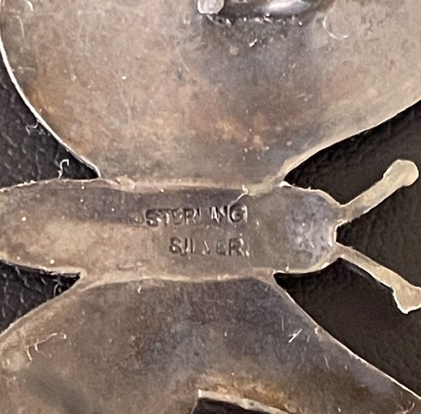 Vintage Sterling silver and enamel Butterfly Brooch Carousel 5