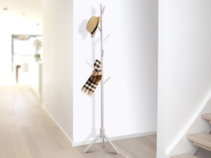 Standing Wooden Clothes Rack - White Carousel 1