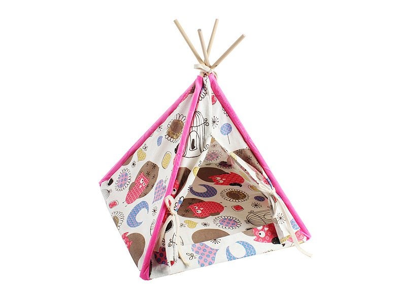 Foldable Pet Teepee Pet House - Pink Carousel 1