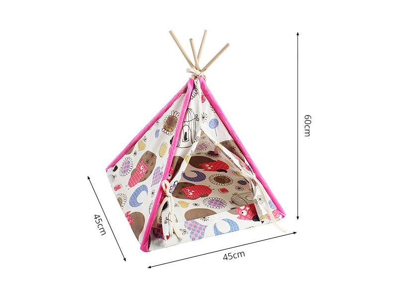 Foldable Pet Teepee Pet House - Pink Carousel 4