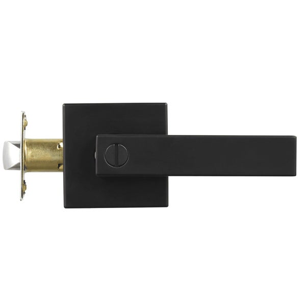 Privacy Door Handle 5 PCS Matte Black Square Door Lever with Keyless Lock Carousel 11