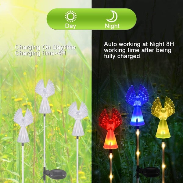 2 Pack Solar Angel Lights, Solar Garden Light Outdoor, Decorative Angel Light Carousel 2