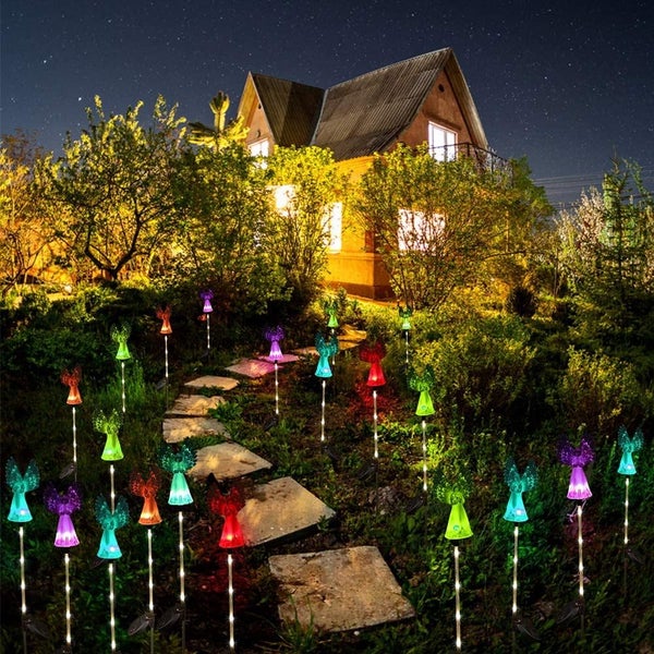 2 Pack Solar Angel Lights, Solar Garden Light Outdoor, Decorative Angel Light Carousel 8