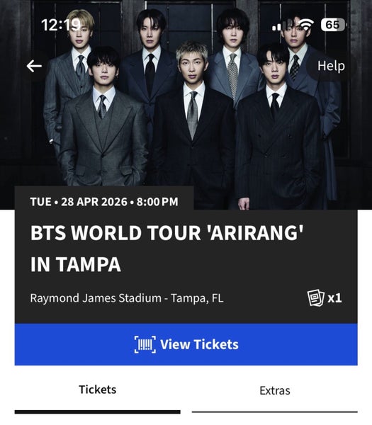 BTS Arirang Concert Ticket - x1 Raymond James Stadium - Tampa Florida USA Carousel 1