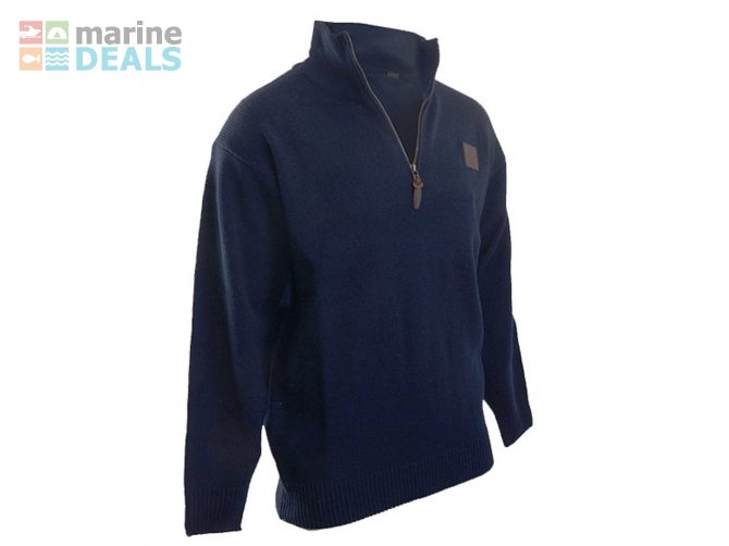 Swanndri Mens Mariner Wool Zip Neck Jersey Navy L… Carousel 2