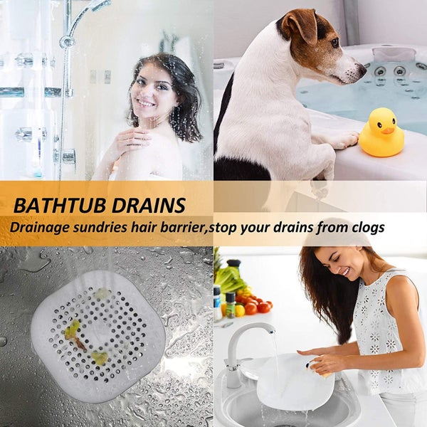 Hair Catcher,Square Hair Drain Cover for Shower Silicone Hair Stopper with Su Carousel 2