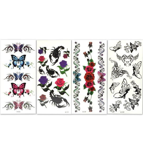 "Lady Up 7 Sheets Temporary Tattoos Fake Tattoo for Women Girls Flower Rose A Carousel 9
