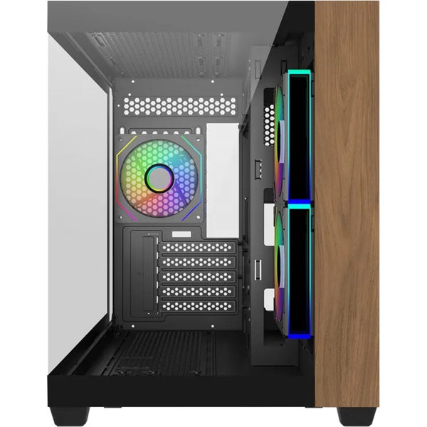 Cooler Master Elite 481 Tempered Glass mATX Tower Gaming Case - Wood Black 3x Carousel 2