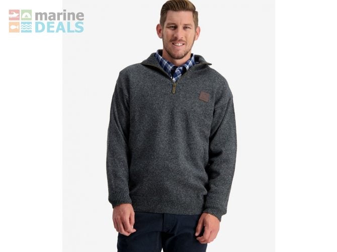 Swanndri Mens Mariner Wool Zip Neck Jersey Charco… Carousel 1