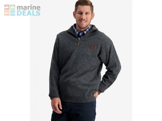 Swanndri Mens Mariner Wool Zip Neck Jersey Charco… Carousel 2