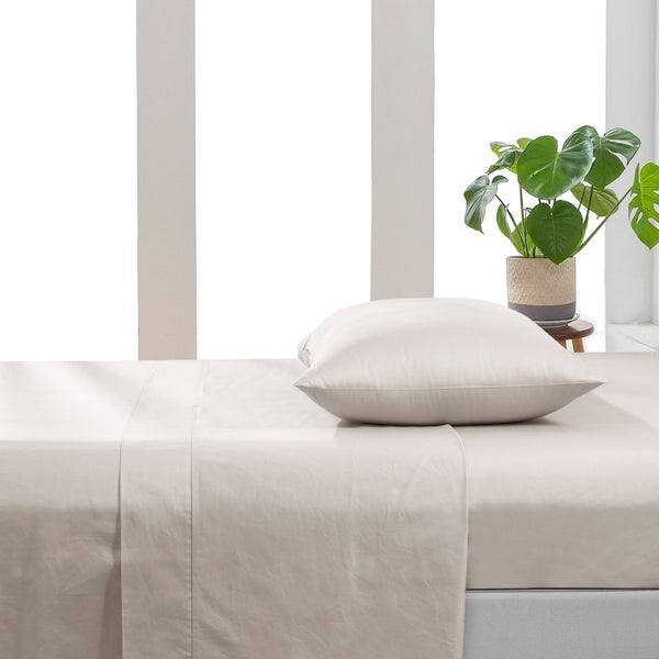 ESSN 500TC Cotton Sateen Flat Sheet Stone Queen Bed Carousel 1