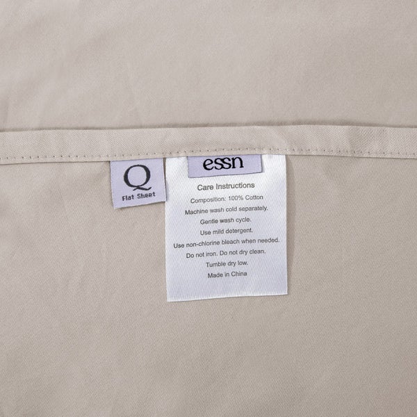 ESSN 500TC Cotton Sateen Flat Sheet Stone Queen Bed Carousel 5