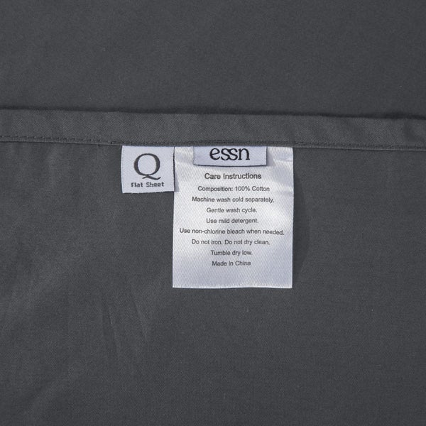 ESSN 500TC Cotton Sateen Flat Sheet Charcoal Queen Bed Carousel 5